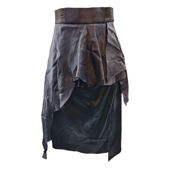 Designer Valery Kovalska Asymmetric Black Midi Skirt Layered Exposed Zipper - Picture 5 of 16